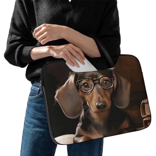 Bolso de hombro impermeable para laptop 17" Dachshund miniatura 2