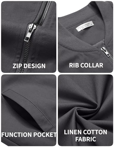 Image of COOFANDY Mens Light Cotton Bomber Jacket Flight Casual Softshell Varisty