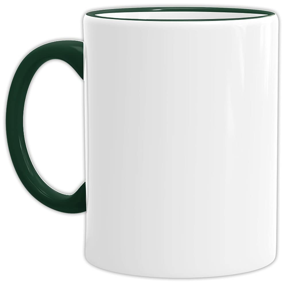 Bastel-Tassen ohne Druck zum Bemalen aus Hochwertiger Keramik Einzeln oder im Set/Mug/Cup/Becher/Pott - Rand & Henkel Dunkelgrün 12er Set