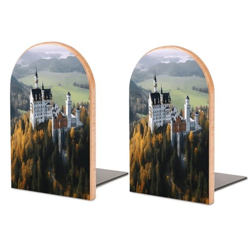 Sujetalibros de madera para estantes económicos y universales, soportes estables, 1 par 2