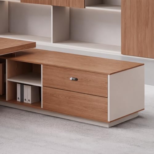 Image of Lakdi The Furniture Co Director & CEO L-Shape Office Table Executive Desk Made in Particle Board with Locking Drawer, Reversible Orientation, Wire Manager 5-Year Warranty & Free Assembly-LDL-612
