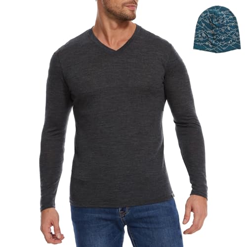 MERINNOVATION Merino Wool Base Layer Mens 100% Merino LS Thermal Shirts for Hiking Hunting,Lite, Midweight
