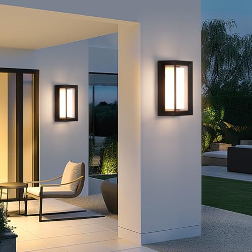 Image of Outdoor Lights for House 24W Exterior Lighting Fixtures 3-Color Adjustable 2200LM IP65 Waterproof Aluminum Exterior Wall Light Compatible with Dimmers for Patio, Yard, Back Yard 2 Pack