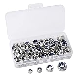 90 Stück Edelstahl Kontermuttern Nyloneinsatz Sechskantmutter Set Sortiment Kit M5 M6 M8 M10 für Schrauben Schrauben Schrauben befestigen