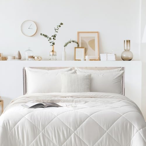 Luxury Cooling Comforter King Size, 100% Viscose from Bamboo, Lightweight Breathable Cooling Blanket for Hot Sleepers, Hypoallergenic,106 * 90 inches, White