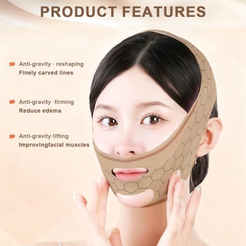 Image of MAYCREATE V-lifting Face Mask Elastic Compression V-Lifting Face Mask, Firming and Sculpting Sleeping Masks for Chin and Jawline for Tightened and Contoured Facial Skin