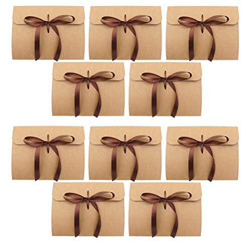 Enveloppes en papier kraft rétro avec ruban pour invitations de fête | Lot de 10