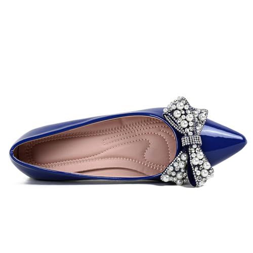 Leather Flats for Women Bling Rhinestone Pointed Non Slip Comfort Slip on Breathable Wedding Dress Ballet Flats Shoes3