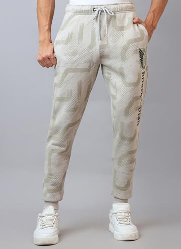 Image of Free Authority Official Attack On Titan Anime Printed Grey Regular Fit Jogger for Men