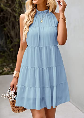 Image of KIRUNDO Summer Sundresses for Women Halter Dress Babydoll