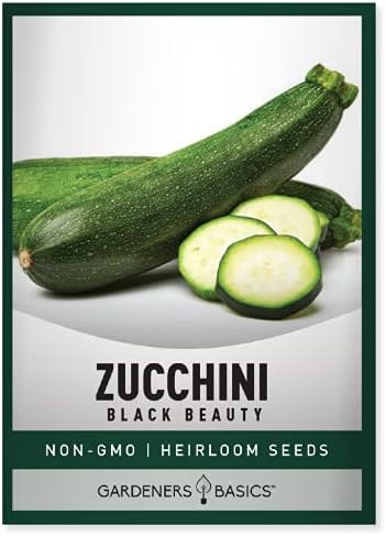Zucchini Seeds for Planting - Black Beauty Green Heirloom, Non-GMO Vegetable Summer Squash Variety- 3 Grams Seeds Great for Summer Garden by Gardeners Basics