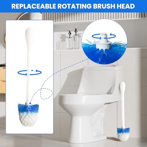 Image of Toilet Brush Refills for OXO Toilet Brush Only, 2 Pack Replacement Heads | Toilet Brush Replacement Head for Deep Bathroom Toilet Bowl Cleaning, Blue & White, Nylon & Plastic Material Bristles