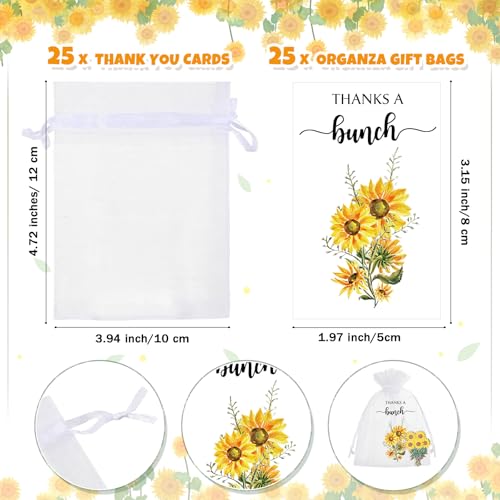 Image of Havawish 25 Sets Spring Sunflower Pins Bulk for Women Gold Yellow Sunflower Enamel Pins Flower Lapel Brooches with Thank You Cards for Coworker Employee Baby Shower Birthday Party Favor