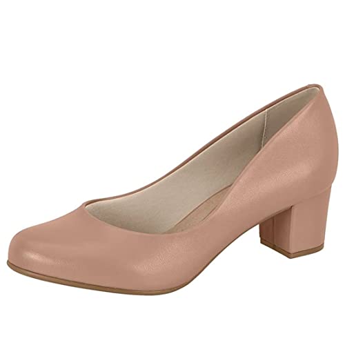 Sapato Scarpin Feminino Salto Bloco Confort Beira Rio 4777.409 (Nude, BR, Adulto, Numérico, 36)