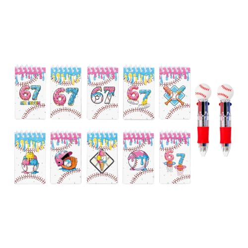 Kit souvenirs de fête base-ball avec 10 petits carnets et 2 stylos multicolores pour enfants
