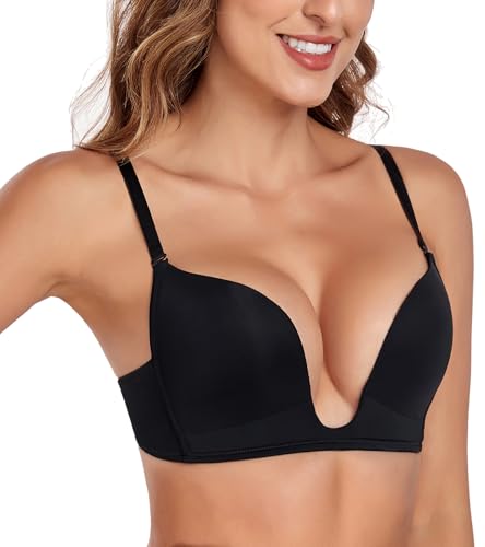 Image of Lemorosy Women's Deep V Plunge Red Carpet Convertible Push Up Bra -Low Cut Sexy U Shaped with Light Padded