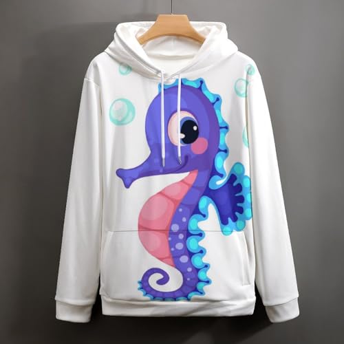 Hoodie hippocampe unisexe sweat à capuche confortable taille S pour homme et femme