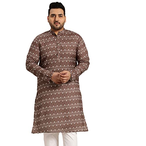 Image of SOJANYA Plus (Since 1958) Men's Cotton Linen Long Kurta | Ethnic Motif Printed for Navratri, Garba & Puja