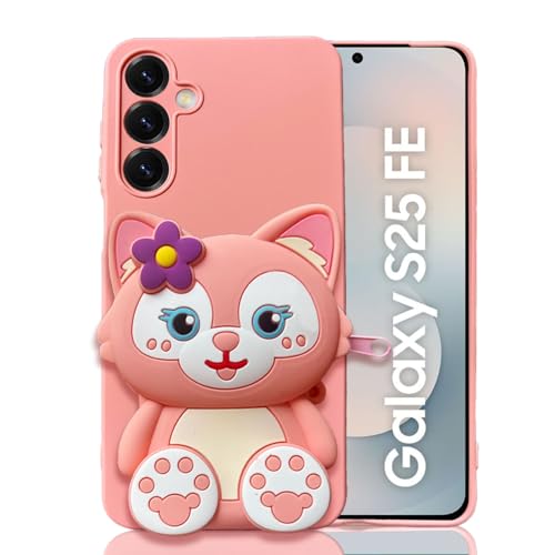 Image of KC Back Cover for Samsung Galaxy S25 FE 5G Baby Fox Pocket Purse Case with Camera Protecion (Pink)