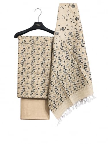 Image of HAIDER ALI Handloom Cotton Silk Screen Print Unstitched Suit Set for Women with Dupatta | Salwar Suit Dress Material for Women & Girls 01