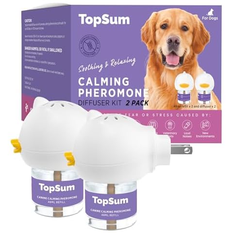 TopSum Pheromone Diffuser for Dogs: Premium Dog Calming Diffuser - Calming Pheromones for Dogs - Dog Appeasing Pheromone - Pet Calming Diffuser for Dog Anxiety Relief, 2 Pack (S Purple) Cover