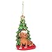 Kurt S. Adler Red Dachshund Wearing Santa Hat with Christmas Tree Ornament, Resin, C7615RDA New