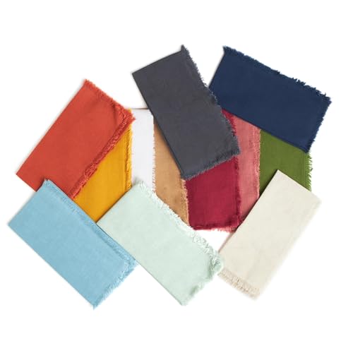 Accenthome AH_FRINGE_NAPKIN_45X45_CL-2_SO12 Natural Cotton Linen Napkin Set Of 12 18X18 Inch Dinner Napkins - Washable Soft Premium Hotel Quality Reusable Napkins Perfect Table Napkins thumb #4