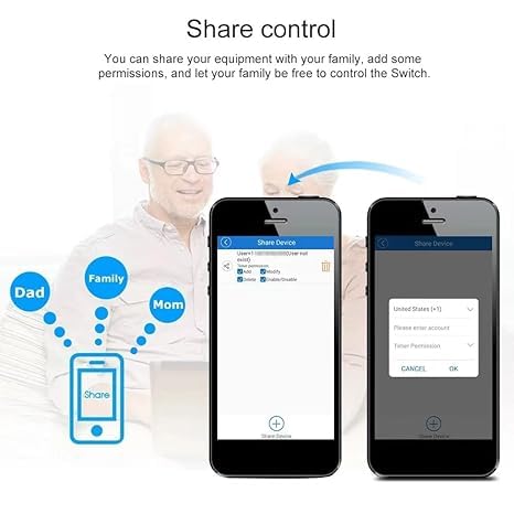 Screenshot showing device sharing options in the Tuya Smart Life app