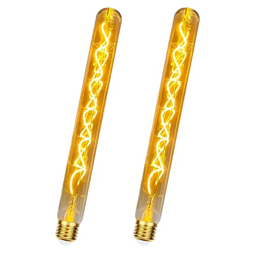KANQIAO Bombilla LED vintage E27, bombilla vintage Edison E27, tubo LED regulable de 4 W de 300 mm de longitud, lámpara retro, tubo de flauta ideal para lámpara de pared, lámpara de pie   2 piezas
