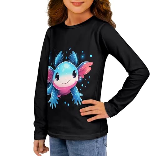 Image of Girls Long Sleeve Shirt with Cute Graphic Casual Pullover Tops 3-16Y