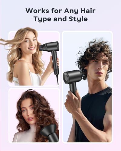 Image of Bopcal Hair Dryer, Ionic Hair Dryer with Diffuser, 150,000 RPM Professional High-Speed Blow Dryer, 500M Negative Ions Fast Drying, Lightweight Low Noise for Curly & Straight Hair, Travel Friendly
