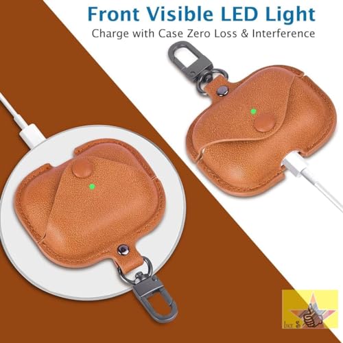 Image of Like Star AirPod Pro /Pro2 Case Leather Protective Case Cover Shockproof with Loss Prevention Clip for Apple Air-Pods Pro /Pro2 Wireless Charging Case (Brown)
