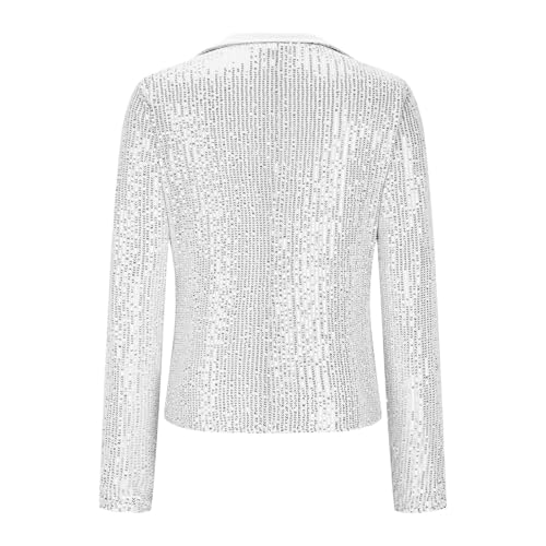Womens Sequin Blazer Jacket Sparkly Cardigans Glitter Sparkle Open Front Coats Business Casual Cocktail Party Suit4