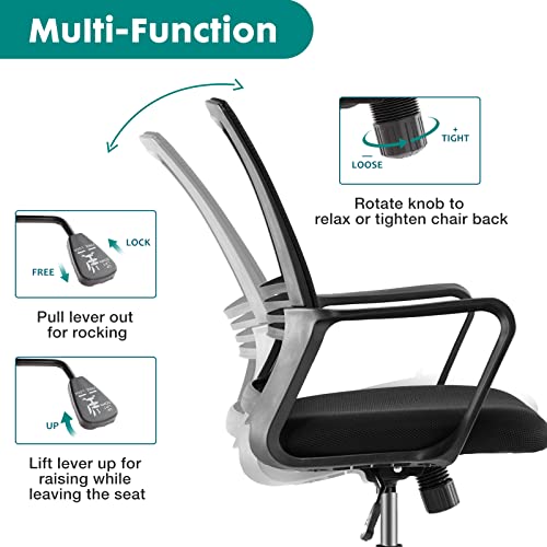 OLIXIS Drafting Chair - Tall Standing Office Desk Chair with Adjustable Foot Ring, Chair with Ergonomic Lumbar Support, Adjustable Height, Breathable Mesh, Darkblack