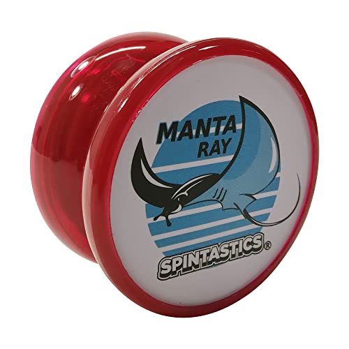 Spintastics The Manta Ray, Wooden Axle, Winged Shape, Designed by World Champion, Red