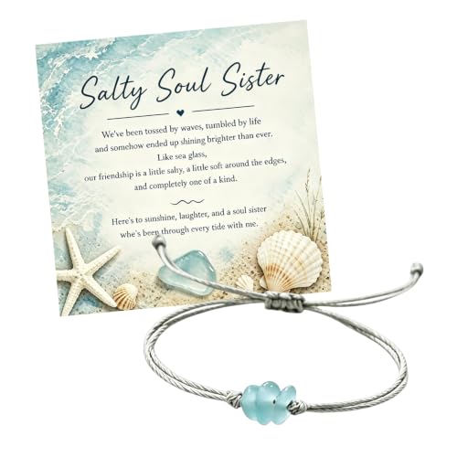 Bracelet d'amitié en verre de mer ajustable cordon tressé femme