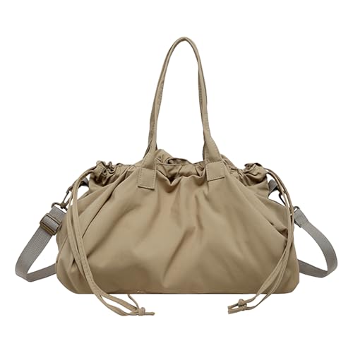 Bolso tipo hobo de nailon con cordón ajustable, ligero y plegable para mujer, ideal para trabajo, viaje y uso diario