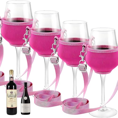 HPiano Soporte Portátil para Copas de Vino - 4 Piezas para Colgar en el Cuello - para Cumpleaños y Fiestas