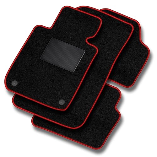 MOTOS Basic Velours-Fußmatten passend für Peugeot 207 2006-2012 - Basic, Material, Rot fußmatten Auto - Erleben Sie neuen Fahrkomfort mit einem Automatten Satz für Ihr Auto