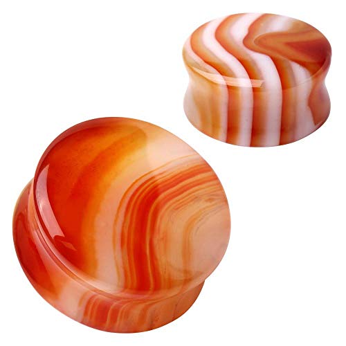 Cherry Cola Organic Stone Plugs (Natural Agate)
