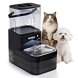 Wireless Cat Water Fountain, Wastewater Separation No Filter Cotton 3L Automatic Cat Water Dispenser Ultra Quiet Stainless Steel Pet Water Fountain for Cats Small Dogs Multiple Pets Indoor