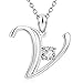 MJARTORIA Buchstaben Anhänger Briefkette Halskette mit Diamant Minimalistischer weiblicher Schmuck Damen Kette Personalisierter Buchstabe A-Z Geschenk Name Kette(V)