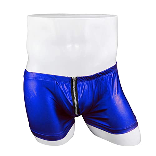 Men'S Metallic Shiny Underpant Sexy U Pouch Zipper Bulge Crotch Boxer Shorts Low Rise Underwear Brief Bikinis2