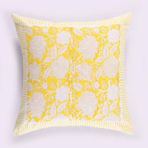 Image of Ravaiyaa - Attitude is everything Cotton Hand Block Printed Soft Cushion Cover Pillow Case 16 inch Square Cushion Sham Set of 2 Piece