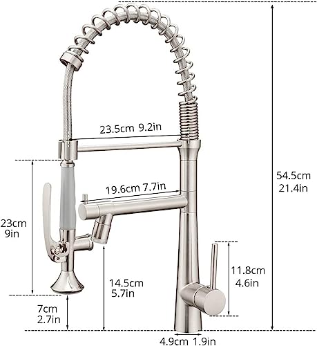 Aimadi Pull Down Kitchen Faucet With Sprayer,Commercial Single Handle Stainless Steel Brushed Nickel Kitchen Sink Faucet With Led Light #TOP5