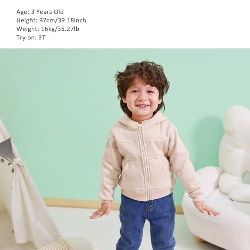 Toddler Boys Girls Fleece Zip-Up Hoodie Solid Color Hooded Jacket for little Kids4