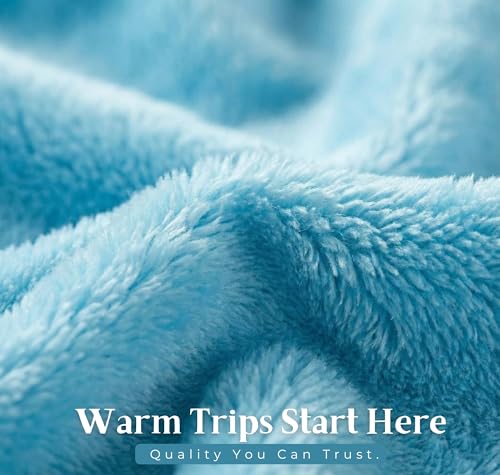Image of VAS COLLECTIONS Travel Pillow Blanket 2-in-1, Ultra Soft Flannel Blanket with Carry Case, 65x40 Inches, Compact Portable Travel Blanket for Flights, Camping and Travel Comfort (Aqua)