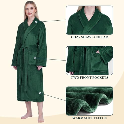 Image of PAVILIA Womens Robe Fleece Plush Soft, Fluffy Fuzzy Cozy Warm Bathrobe, Shower Spa House Long Robe for Women