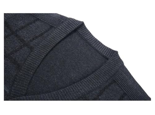 Men's Cardigan Vest Plaid Knitted Sweater Warm V-Neck Vests2
