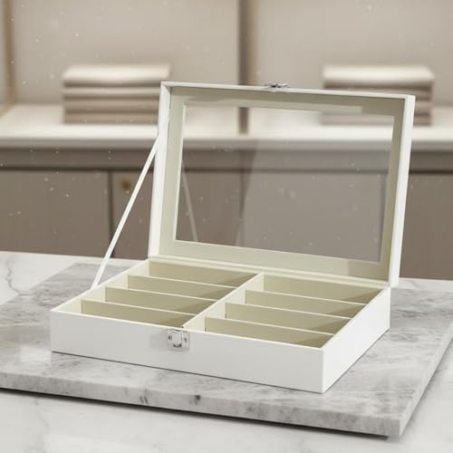 Boîte de rangement à couvercle vitré pour organiser vos lunettes